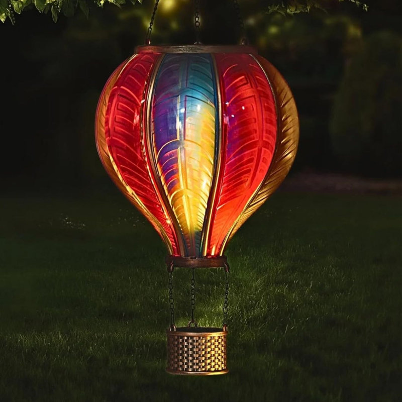 Mini Solar Hot Air Balloon Lantern with Flame Effect LED