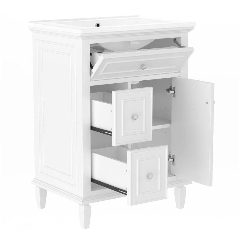 24" Bathroom Vanity With Sink, White