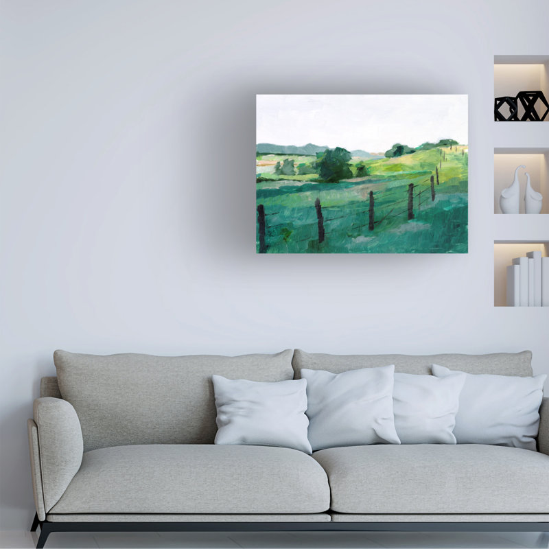 «Fence Line I» par Ethan Harper - peinture sur toile tendue, H 35 po x l 47 po x P 2 po