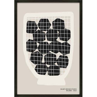 «Caoife Black Hexagons», reproduction encadrée