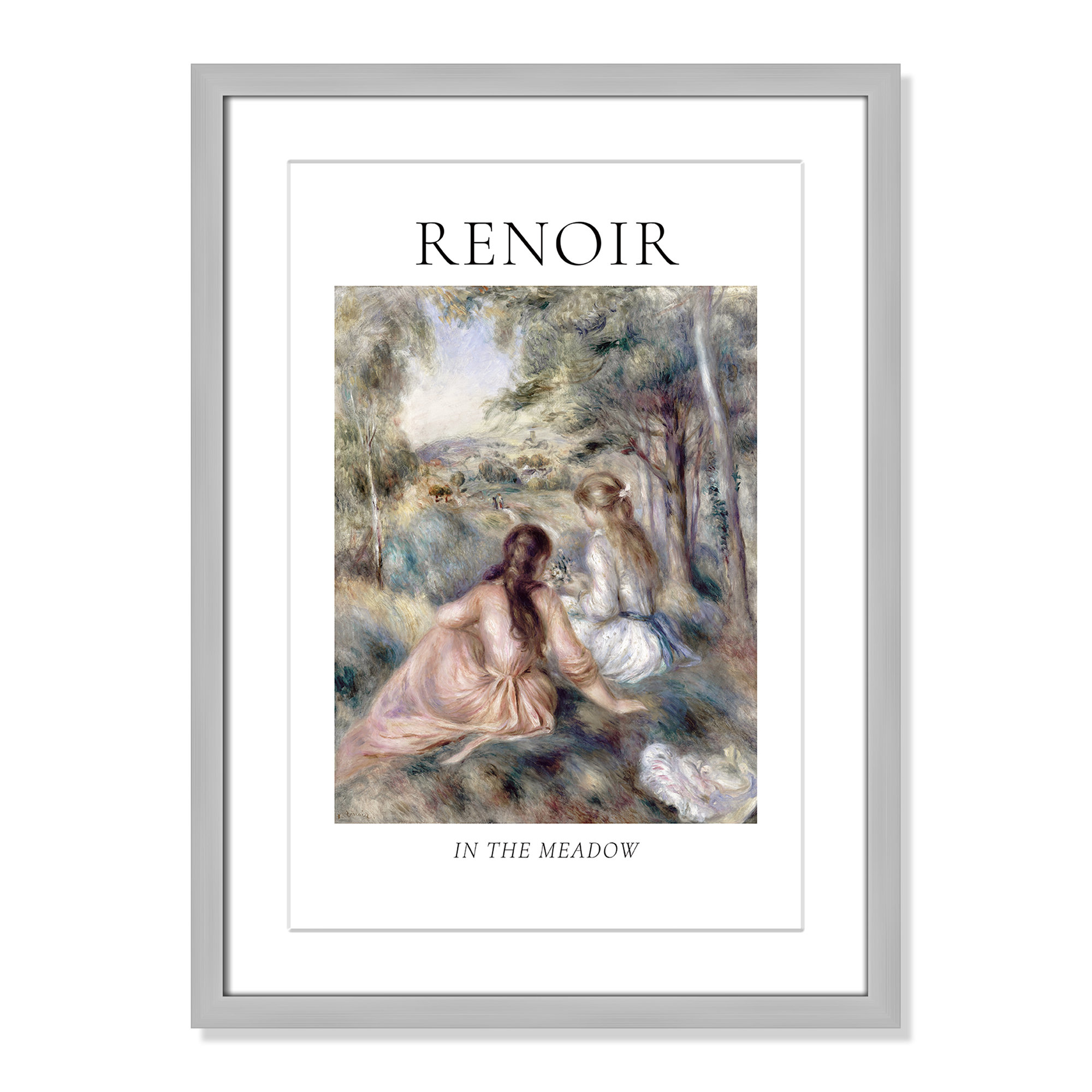 Old Masters Collection " In The Meadow " by Auguste Renoir, Yes, 23" H x 17" W x 1.25" D, Silver Single Picture Frame