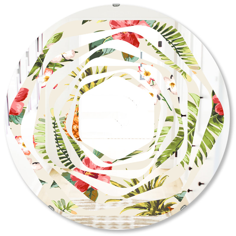Miroir mural Whirl Coastal, 23,6 po x 23,6 po, Pineapple Summer Bliss IV