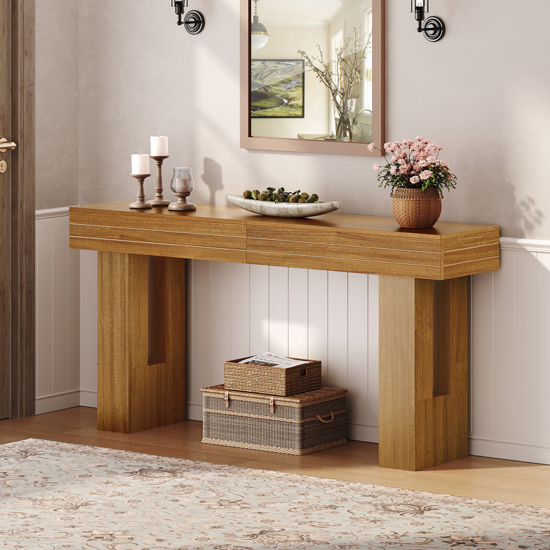 Wilborn 63"Console Table, Farmhouse Entryway Table, Narrow Wood Sofa Table