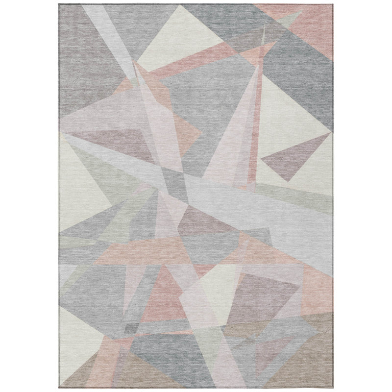 Aelas Pink Washable Indoor-Outdoor Rug - LOOMLAN, 10' x 14'