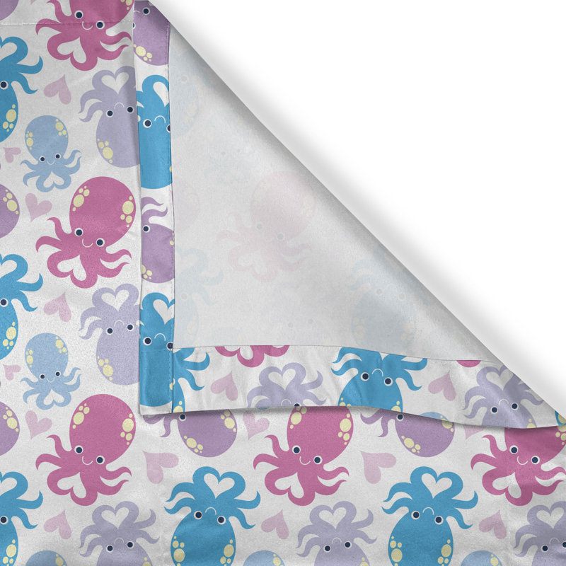 Rideau décoratif à œillets 50 po East Urban Home Octopus, lilas et bleu, L 50 po x L 108 po