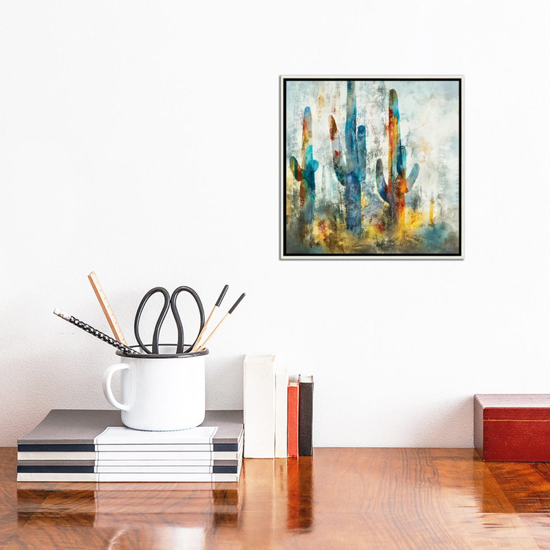 «Saguaro Forest» encadré par Scott Brems, H 12 po x l 12 po x P 1,5 po, Toile encadrée flottante blanc vieilli, Non