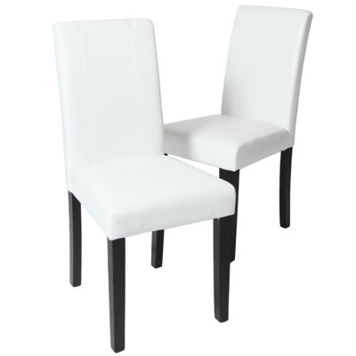 Of 2 Chair, White, Solid Wood Legs, 21"L X 16.5"W 35.5"H, Finish White Upholstery, Sunlight Resistance