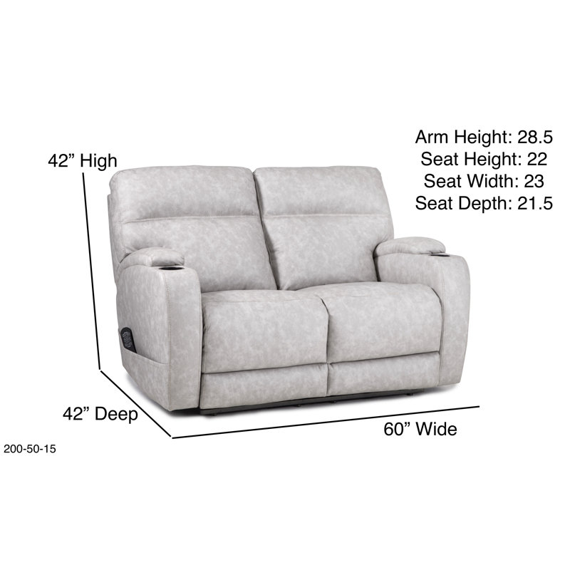 Mochnick Upholstered 60'' Power Reclining Loveseat, Cream Polyester Blend