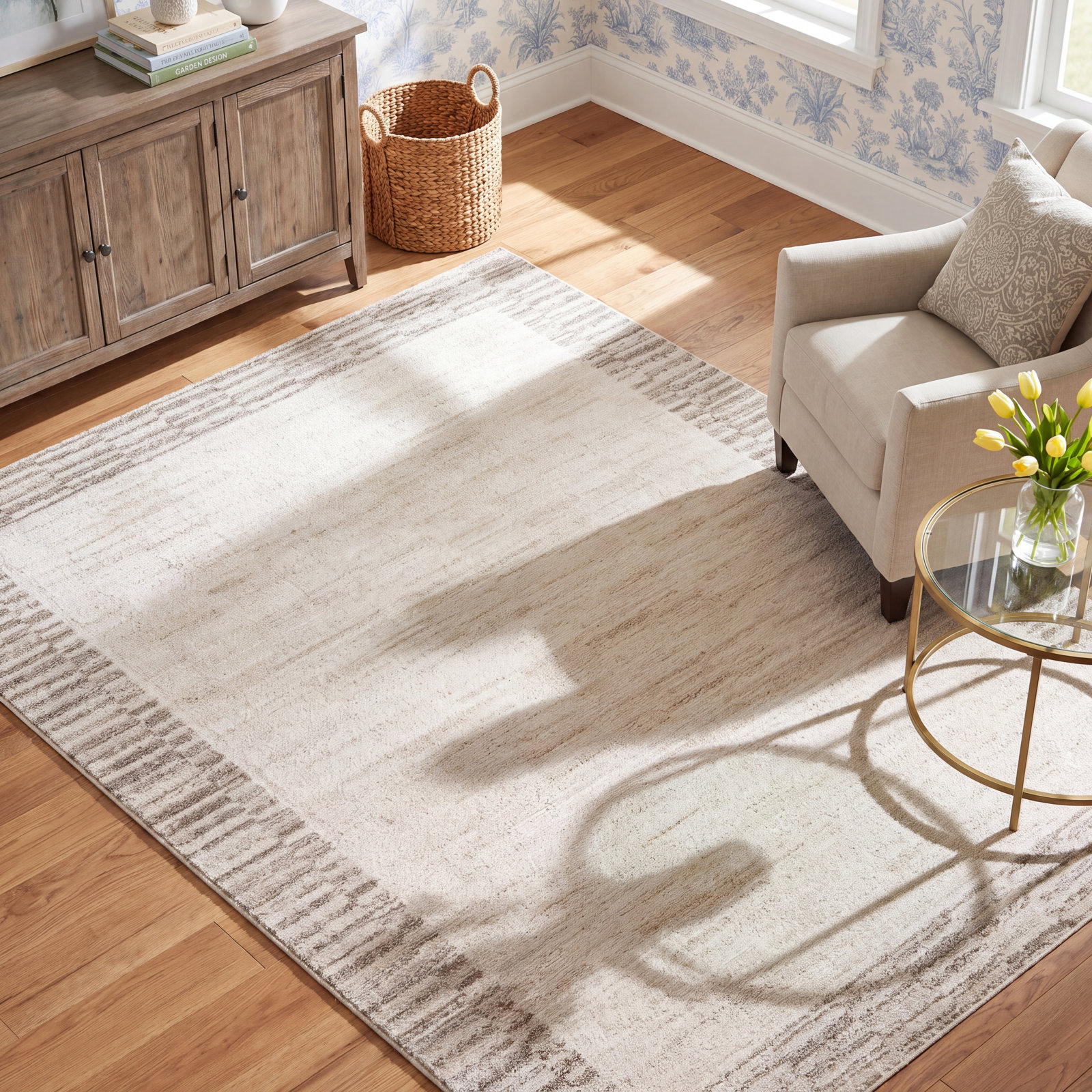 Chris Loves Julia x Loloi Calvin Ivory Pebble Rug, Rectangle 7'10" x 10'