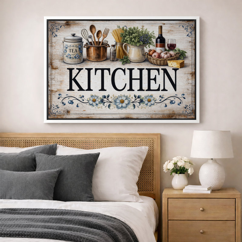 «Kitchen Kitchen Artwork», impression de giclée sur toile encadrée, H 16 po x l 24 po x P 1,5 po, Cadre blanc