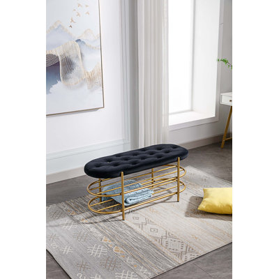 Banc de rangement en velours Rosheda