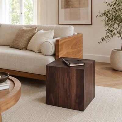 16" Walnut Wood Grain MDF Coffee Table, Luxurious No-Assembly Living Room Accent