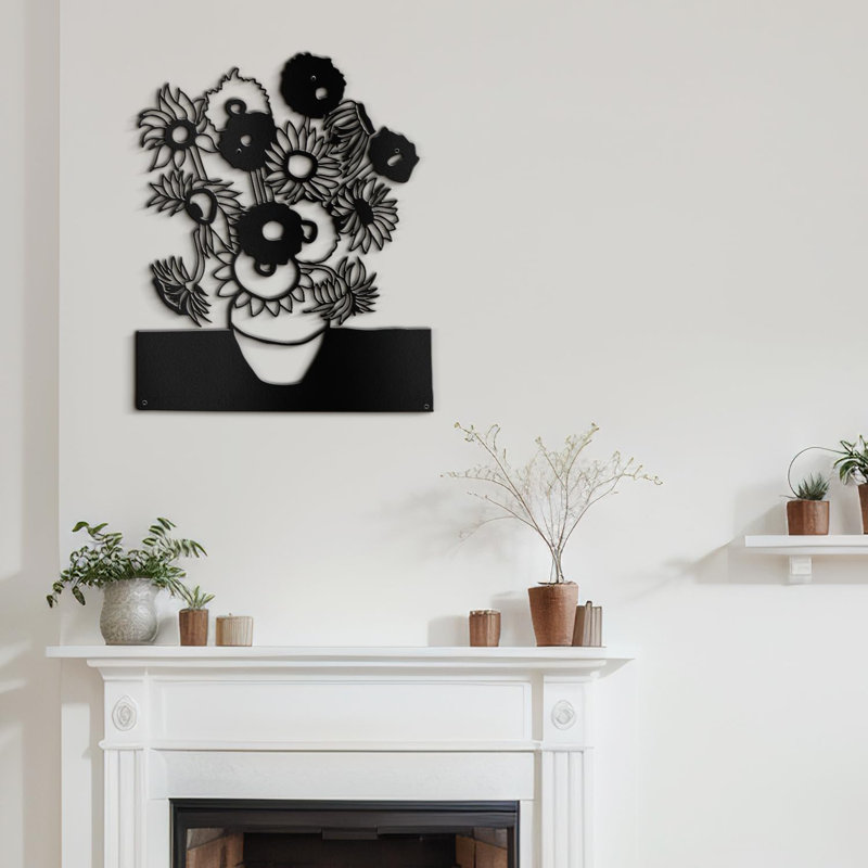 Décoration murale en métal, Noir, H 30 po x l 30 po x P 0,05 po