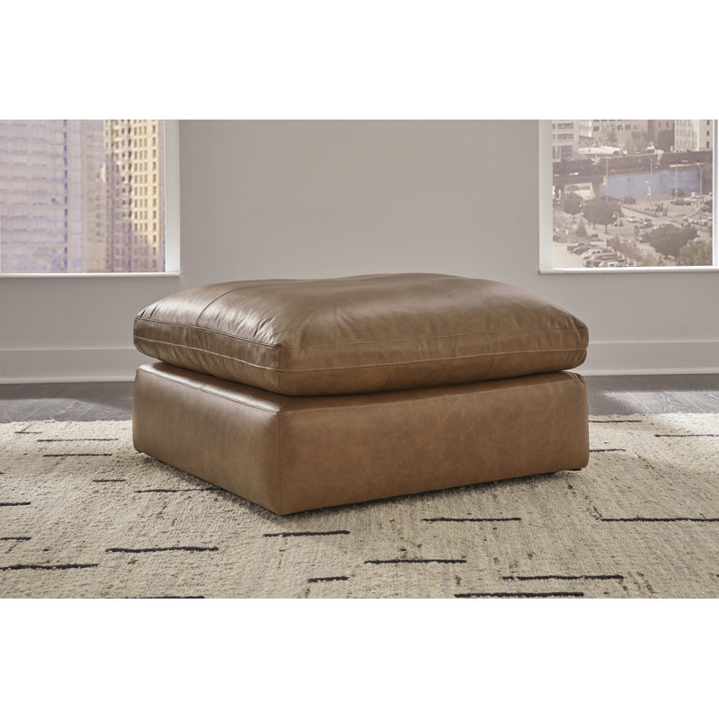 Emilia Caramel Brown Leather Oversized Ottoman