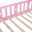 Lit simple en bois avec bureau productif, chaise harmonieuse et bibliothèque intégrée, bibliothèque glamour rose-500052300