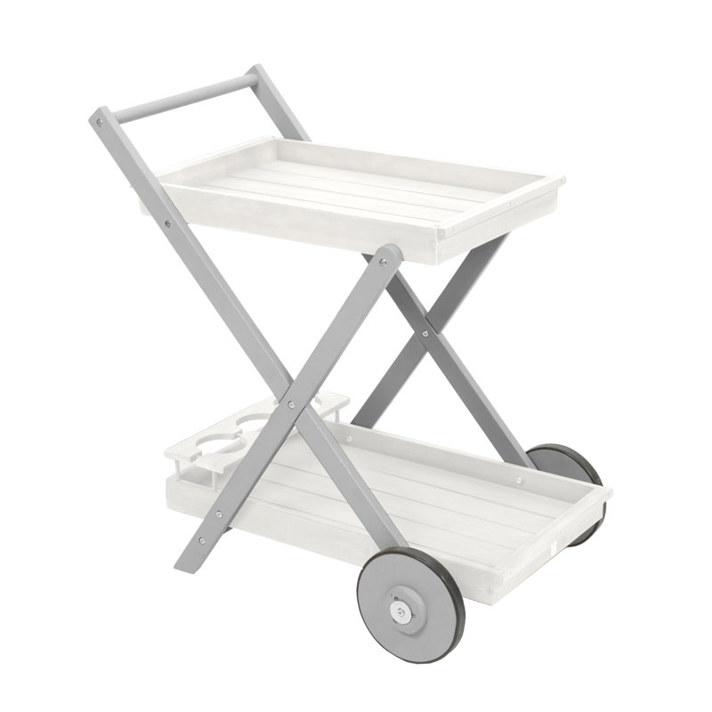 Osier Solid Wood Bar Cart, Grey