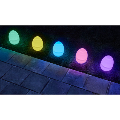 Holiscapes Qty 5 – 11” Tall - Led Lighted Pastel Colored Jumbo Easter Eggs - Battery Operated With Built In Timer