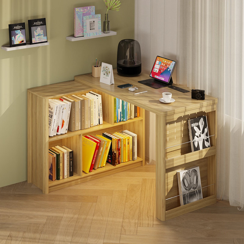 L-Shaped Computer Desk, Natural Oak