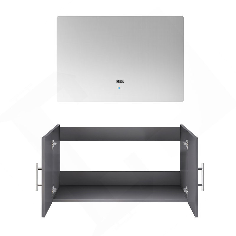Meuble-lavabo de salle de bain 36 po X P 22 po D et 36 po Miroir à DEL, Gris foncé
