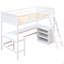 Lit mezzanine simple avec tablettes et bureau