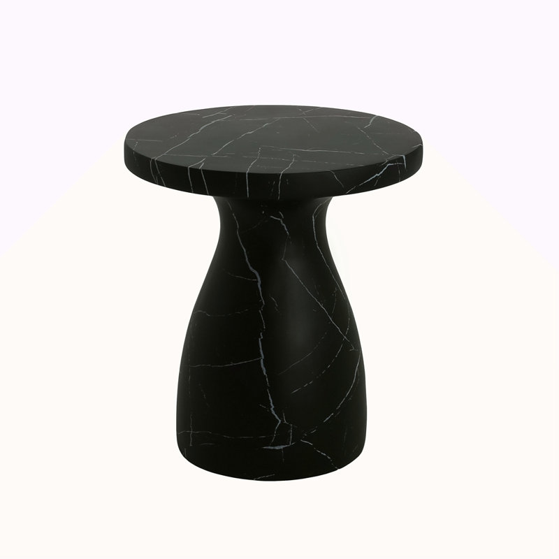 Table d'appoint d'extérieur en travertin MGO, table de bout en béton léger, effet marbre noir