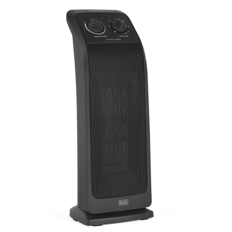 Black Ceramic Electric Tower Heater with Adjustable Thermostat