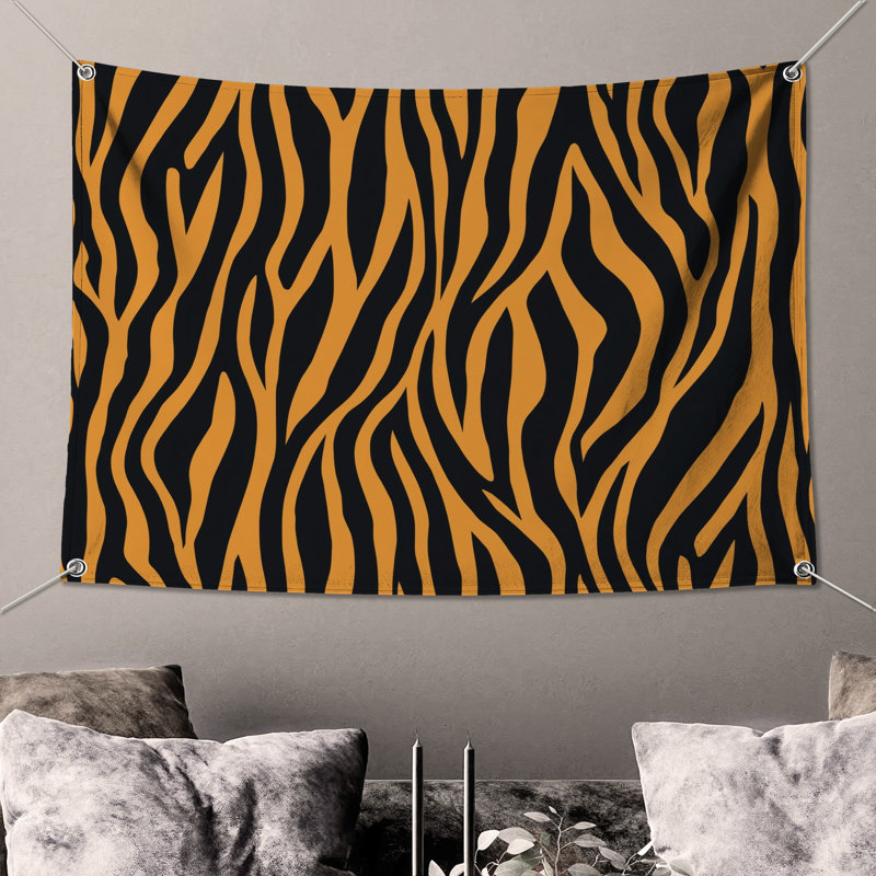 Tapisserie murale «Orange Tiger Stripes», H 104 po x 88 avec 4 œillets
