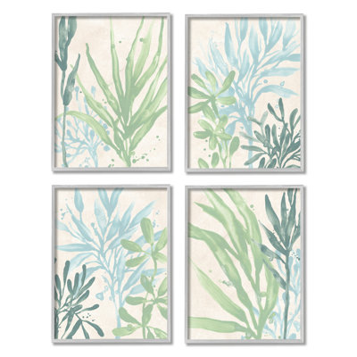 «Layered Plants Botanical Leaves» par June Erica - ensemble de 4 impressions sur bois