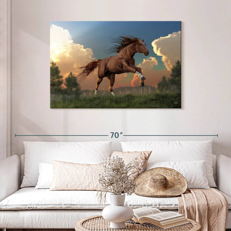 Cheval qui court librement, H 30 po x l 45 po