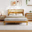 Cadre de lit plateforme en bois d'hévéa de qualité supérieure avec tête de lit incluse, lit Mid Century Modern-862011893-862011892