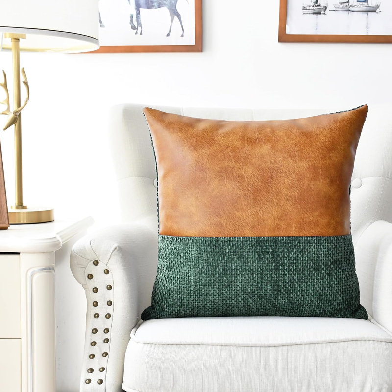 Housses de coussin décoratives vert foncé (18 x 18 pouces), ensemble de 2, convient au canapé et au lit