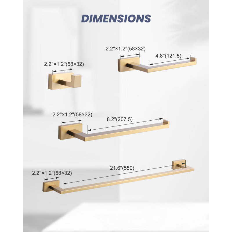 5 - Piece Bathroom Hardware Set, Gold