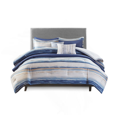 Serene Watercolor Printed Seersucker Comforter And Quilt Set, Full/Queen, Hypoallergenic, Complete Bedroom Transformation
