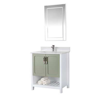 Ensemble de meuble-lavabo simple 29,5 po avec miroir Cnut