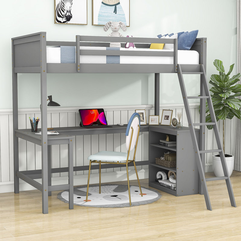 Ehlani Kids Loft Bed, Twin, Gray