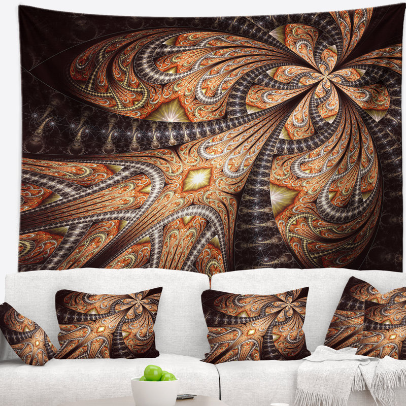 Tapisserie fleur abstraite à fleur symétrique, H 68 po x l 80 po