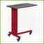 Table basse asymétrique industrielle rouge - Roulettes mobiles, métal et amp; Plateau en bois avec tablette murale incluse