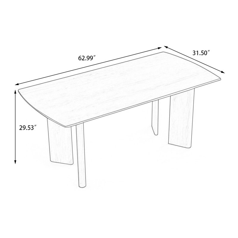 Table de salle à manger Burlywood, H 29,53 po x L 62,99 po x l 31,5 po