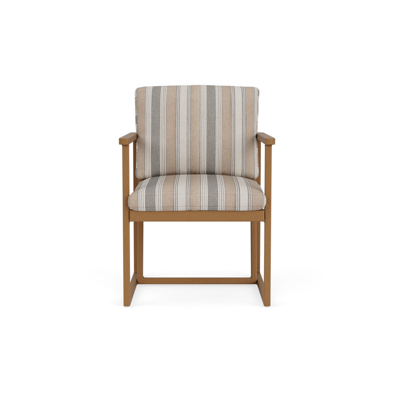 Summit Outdoor Dining Armchair, Linen, Purveyor Pewter, Hickory