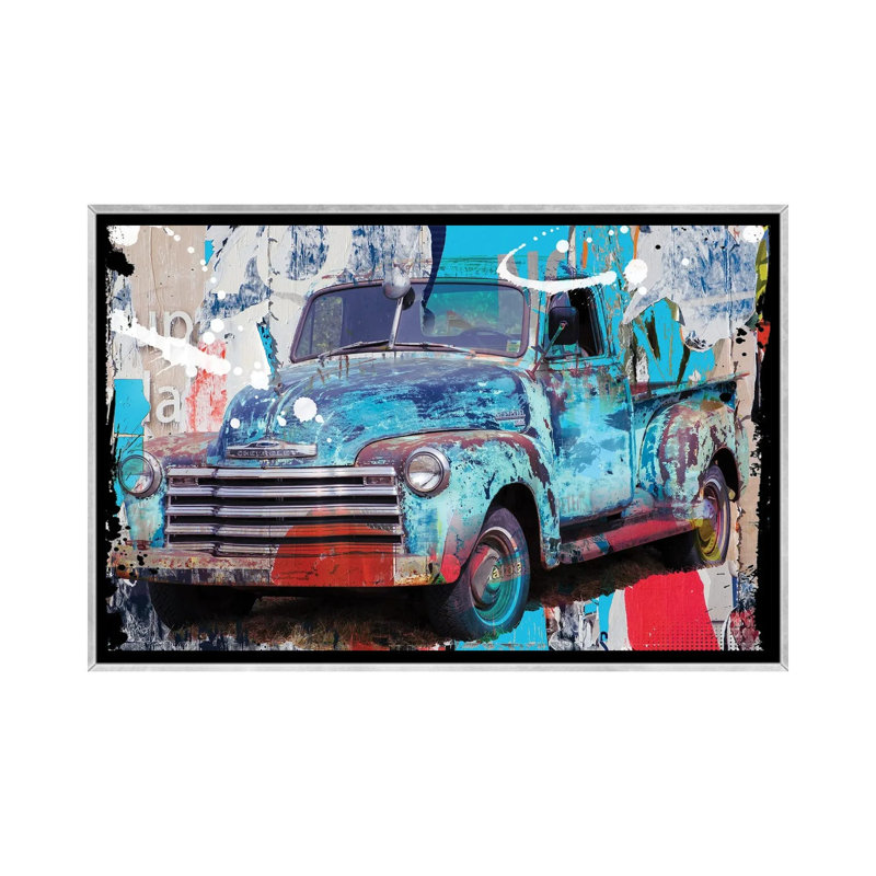 «Drive Great» - reproduction d'art murale - toile encadrée, 40" x 26", Framed Canvas, Silver