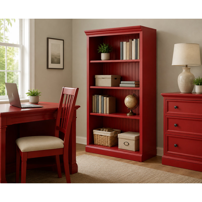 Sherita Bookcase, Burnt Red, (3 Shelves) 60” H x 32” W x 14.25” D