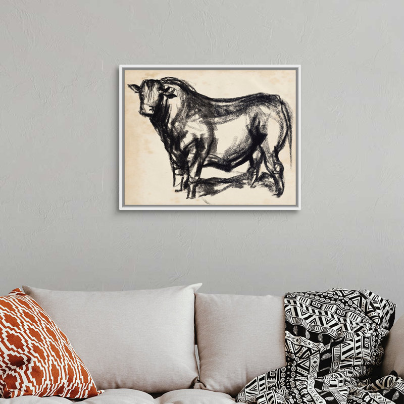 Black Angus II - reproduction d'art sur toile, H 25,7 po x l 31,7 po x P 1,75 po, Cadre flottant blanc