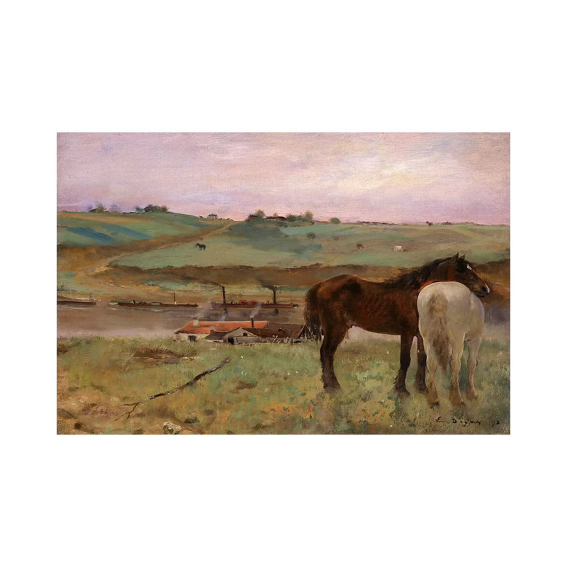 Horses In A Meadow, 1871 by Edgar Degas - Wrapped Canvas Print, 101.6 cm H x 66.04 cm W x 1.91 cm D