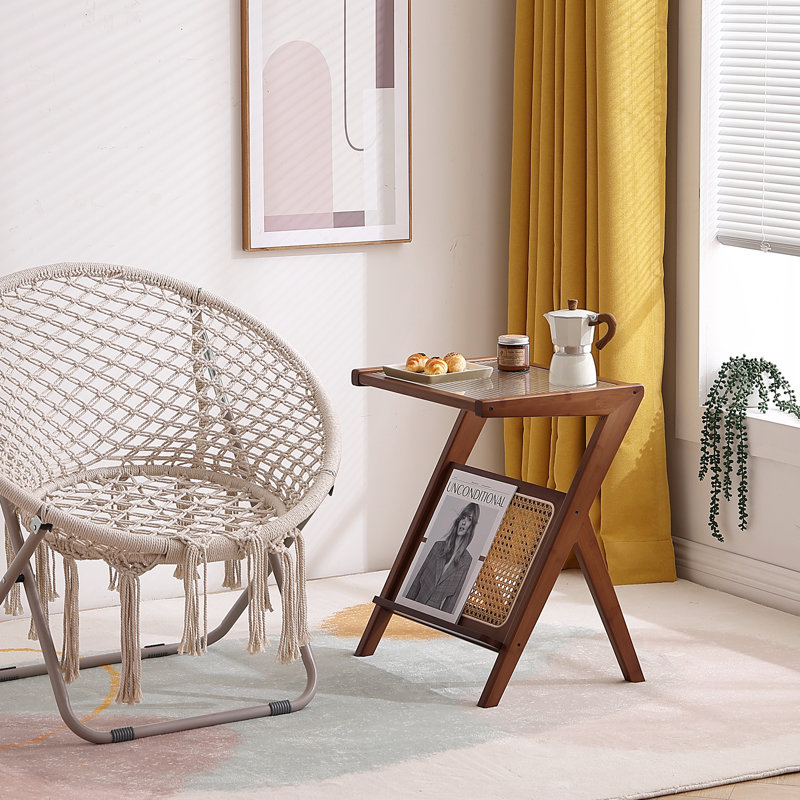 Table de bout en verre, H 22 po x l 11,8 po x P 15,7 po, Brun