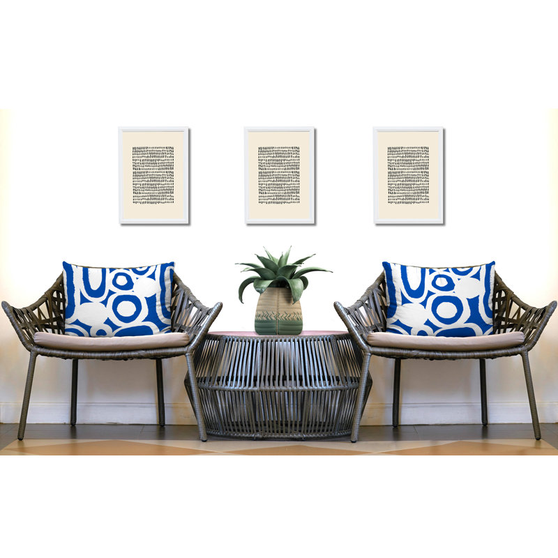 Ensemble de 2 coussins réversibles intérieur / extérieur Otto Tribal, 20 po x 14 po, Blue