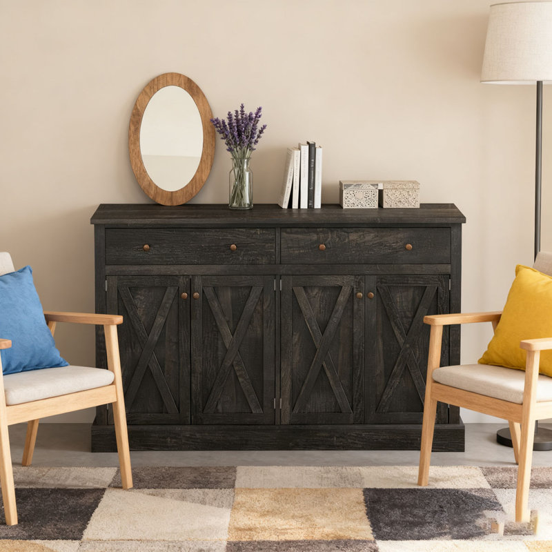 Buffet avec deux tiroirs et quatre portes