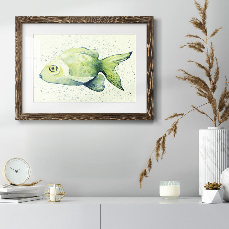 " Speckled Freshwater Fish I ", 22" H x 32" W x 1.5" D, Walnut