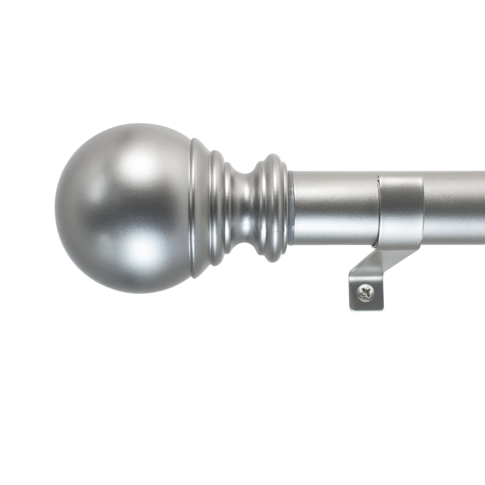 Inman Single Curtain Rod, 2.9" H x 36" - 72" W x 3.25" D, Silver