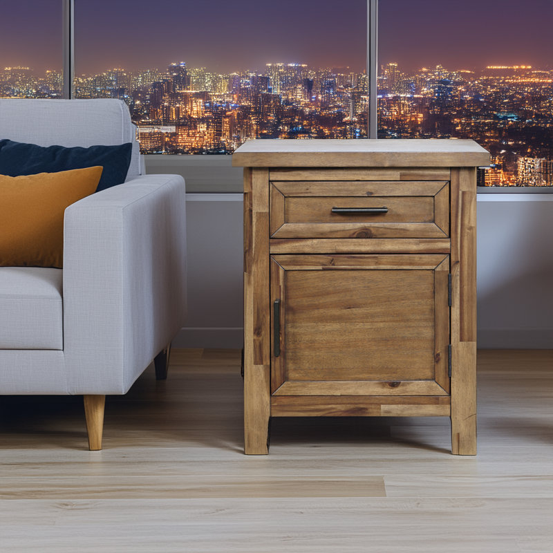 Abbeville Transitional Rustic Wood Accent End Table with Storage