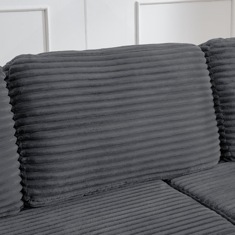 Canapé modulaire polyvalent avec fonction de lit transformable et confort en velours côtelé, Gris